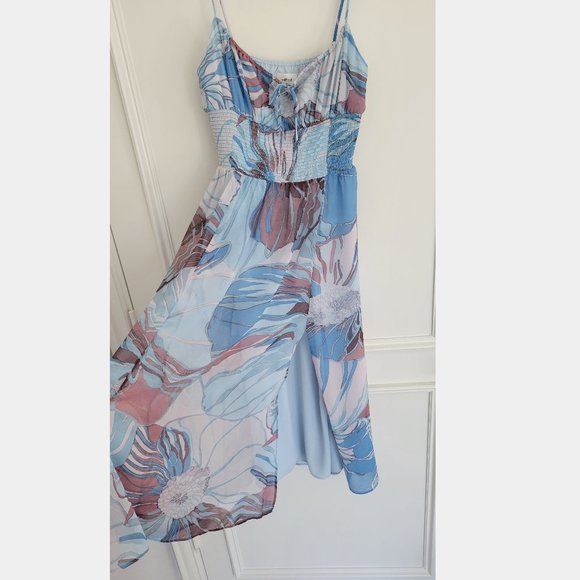 Aritzia Wilfred Genoa Midi Dress in White/Buoy Blue - Size S - Picture 4 of 6